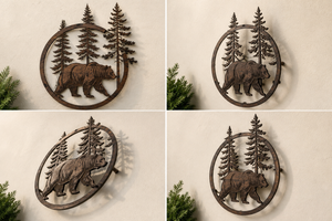 Bear Metal Sign, Forest Bear Wall Art, Rustic Cabin Decor, Outdoor Met