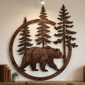 Bear Metal Sign, Forest Bear Wall Art, Rustic Cabin Decor, Outdoor Met