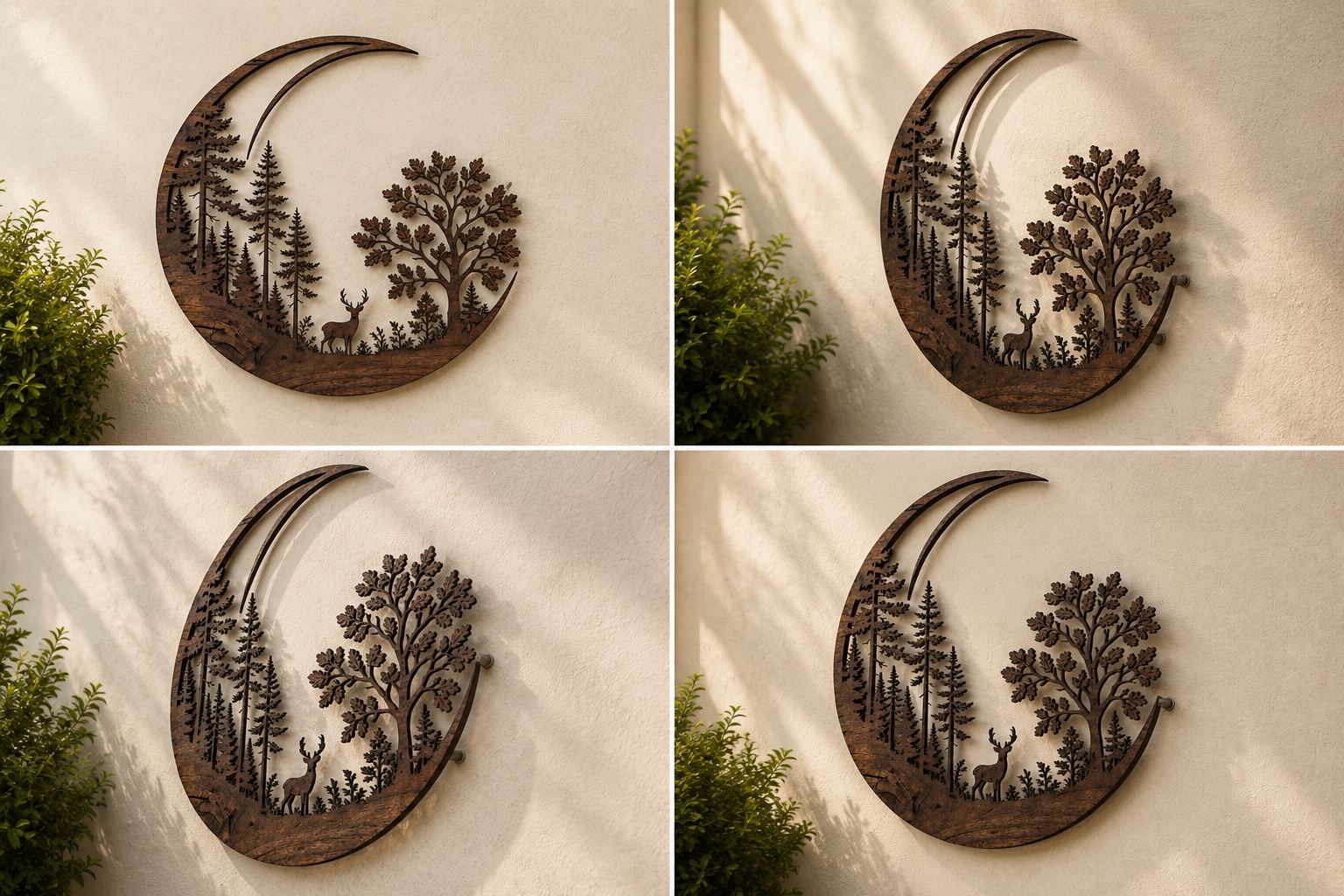 Crescent Moon Deer Metal Sign, Forest Deer Wall Art, Rustic Cabin Deco