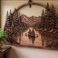 Canoe Couple Metal Sign, Lake Mountain Wall Art, Rustic Cabin Decor, O