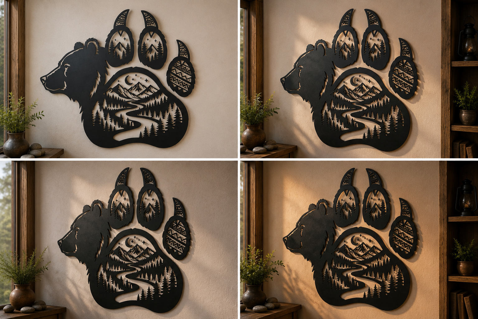 Bear Paw Metal Sign, Mountain Bear Wall Art, Rustic Cabin Decor, Outdo