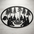 Campfire Metal Sign, Outdoor Camping Wall Art, Friends Around Fire Dec
