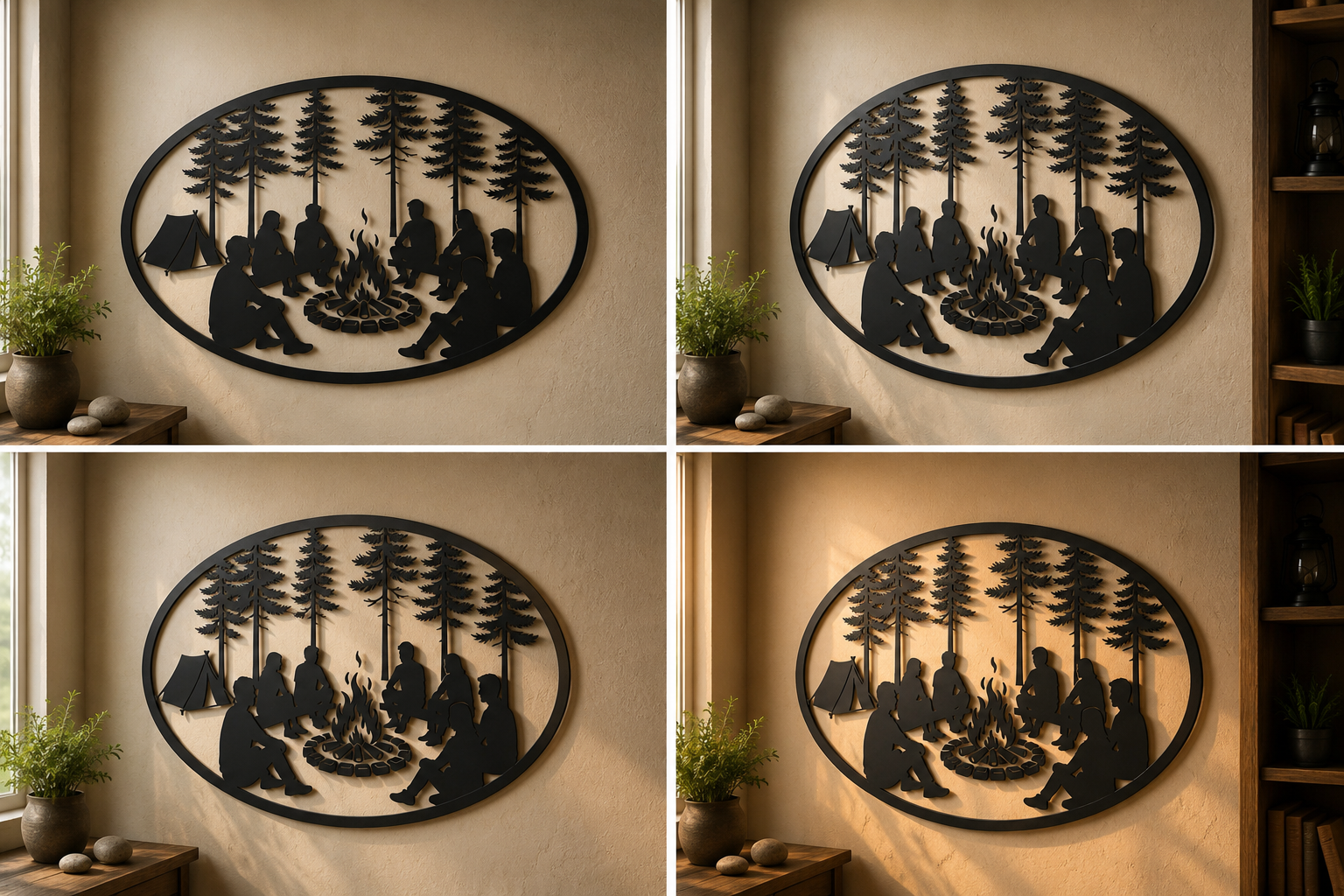 Campfire Metal Sign, Outdoor Camping Wall Art, Friends Around Fire Dec