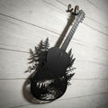Guitar Metal Sign, Nature Guitar Wall Art, Forest River Decor, Outdoor