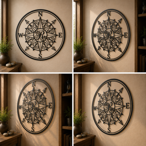 Personalized Compass Monogram Metal Sign, Initial Compass Wall Art, Cu