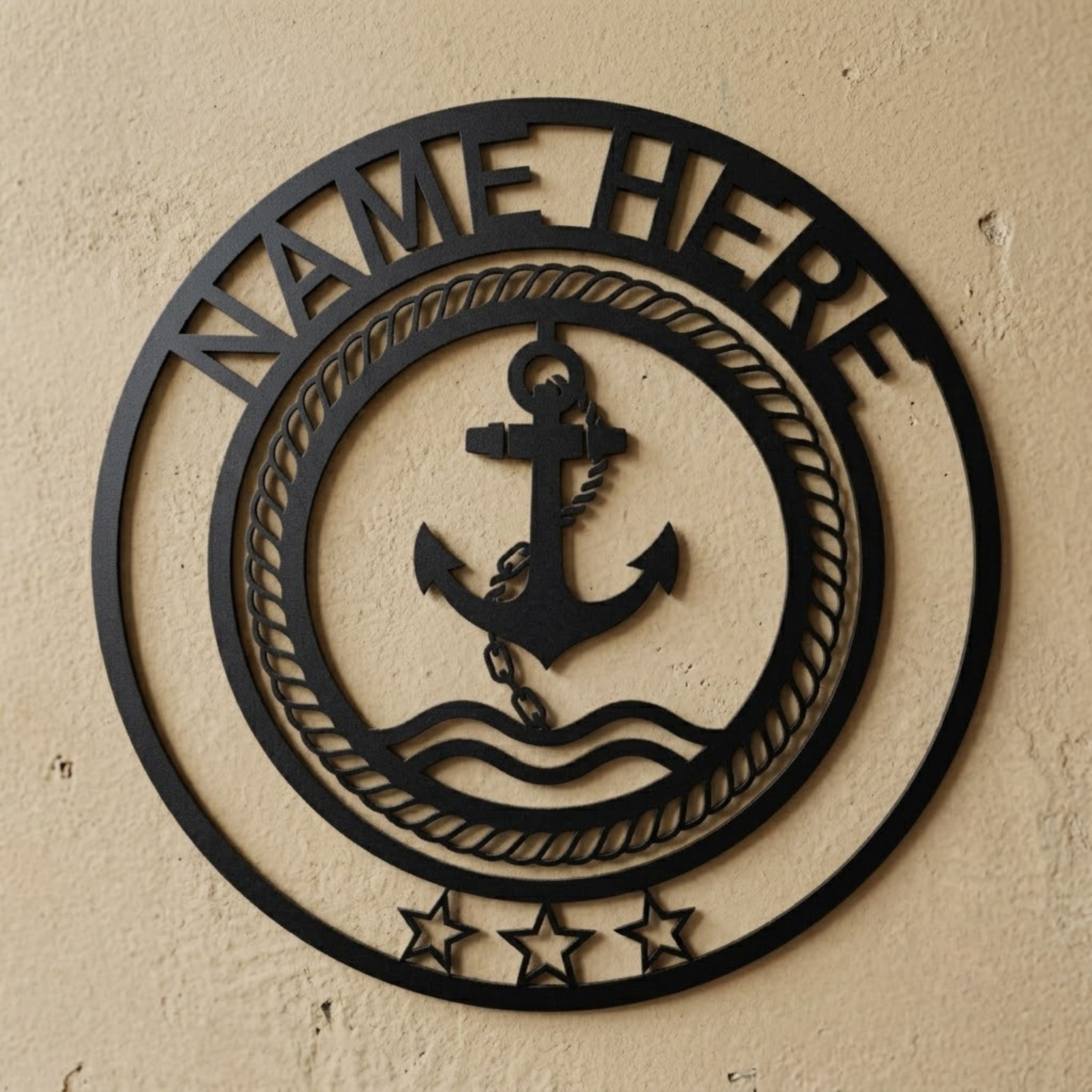 Personalized Anchor Name Metal Sign, Custom Nautical Wall Art, Family