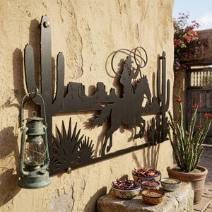 Cowboy Lasso Metal Sign, Western Horse Wall Art, Desert Cowboy Decor