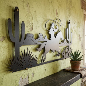Cowboy Lasso Metal Sign, Western Horse Wall Art, Desert Cowboy Decor