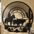 Cowboy Cattle Metal Sign, Western Longhorn Wall Art, Ranch Cowboy Deco