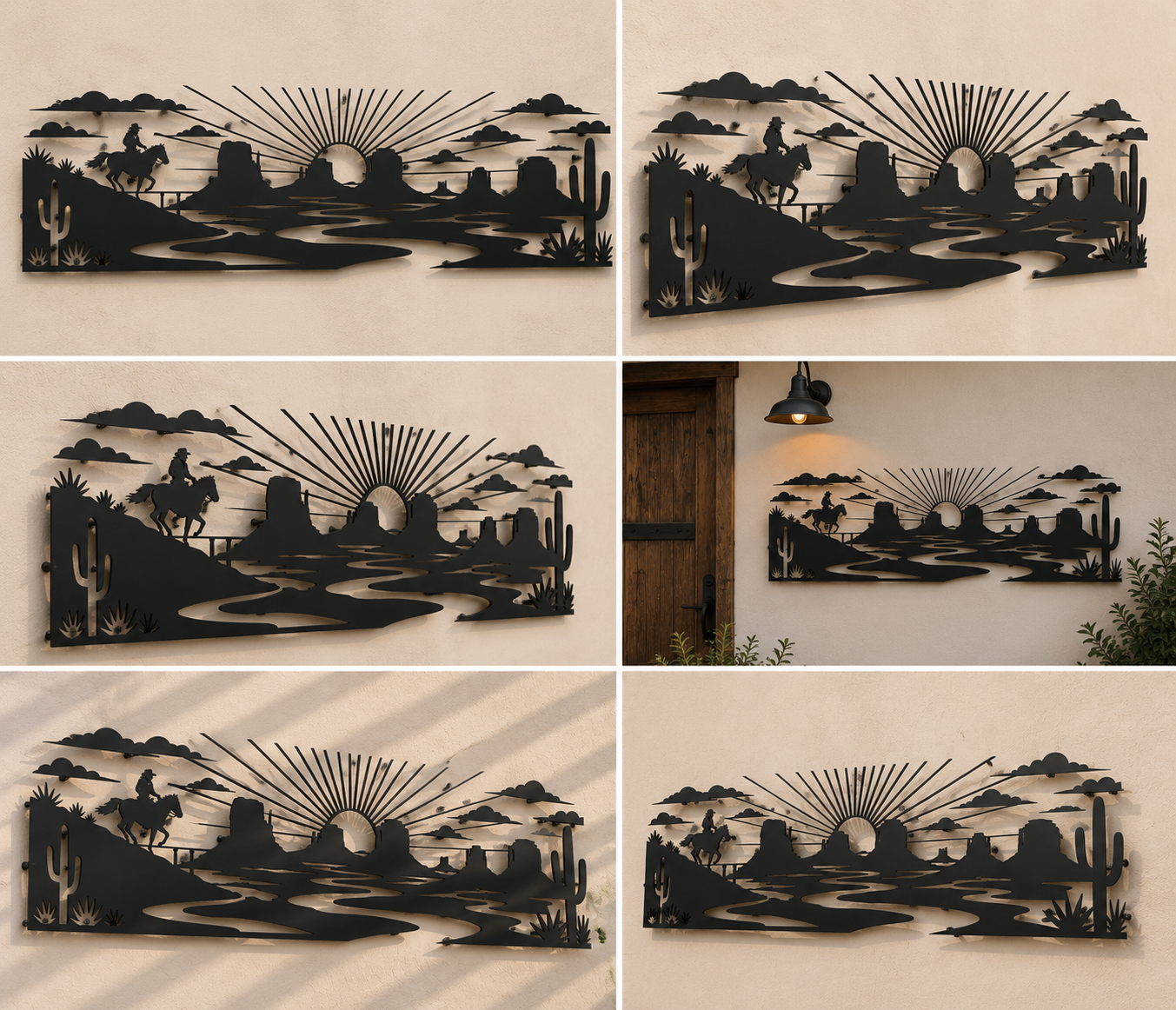 Cowboy Sunset Metal Sign, Western Desert Wall Art, Horseback Rider Dec