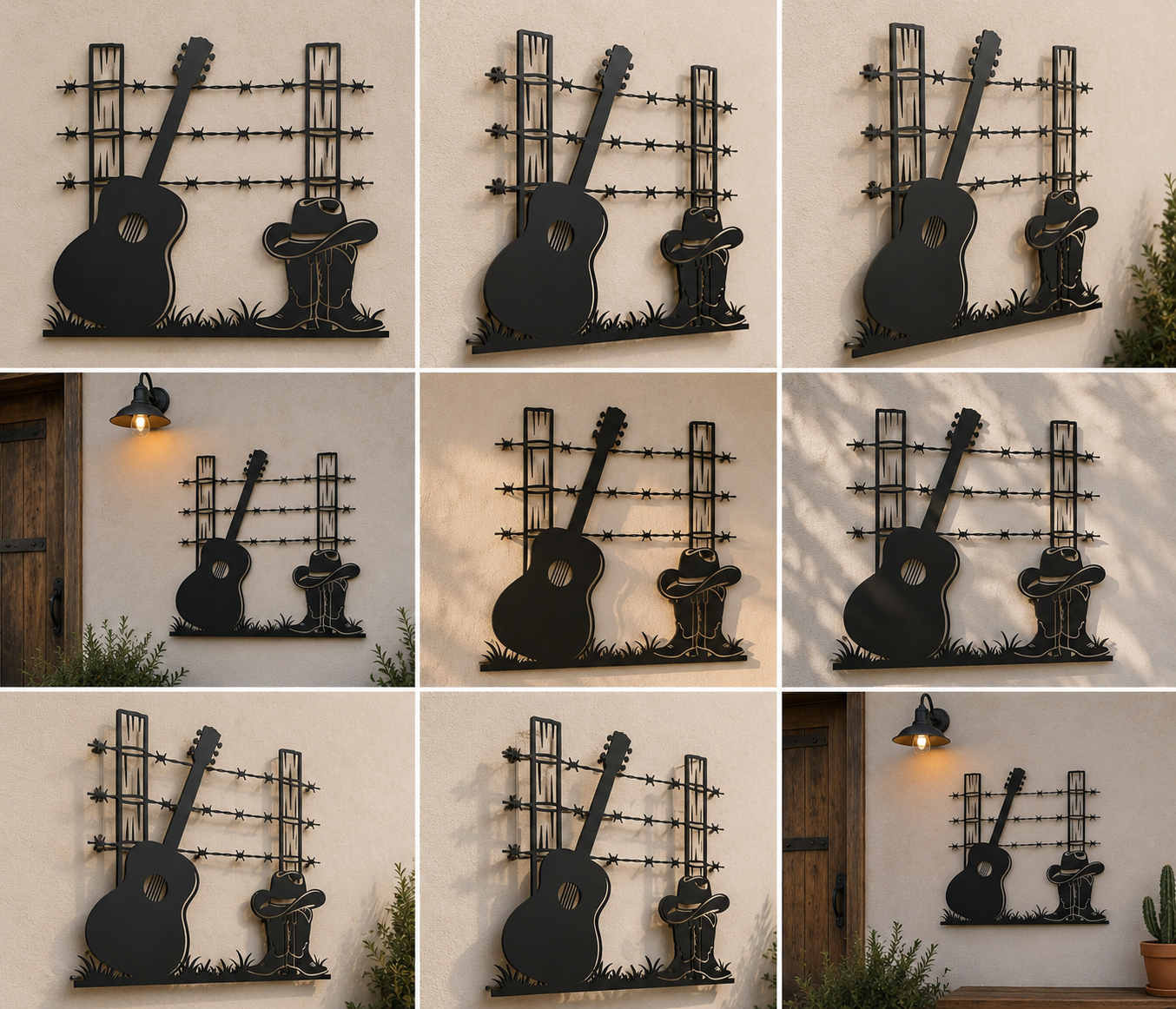 Cowboy Guitar Metal Sign, Western Boots Wall Art, Country Music Decor