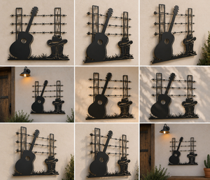 Cowboy Guitar Metal Sign, Western Boots Wall Art, Country Music Decor