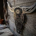 Longhorn Skull Metal Sign, Desert Landscape Wall Art, Western Cattle S
