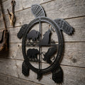 Turtle Metal Sign, Native American Wildlife Wall Art, Bison Wolf Bear