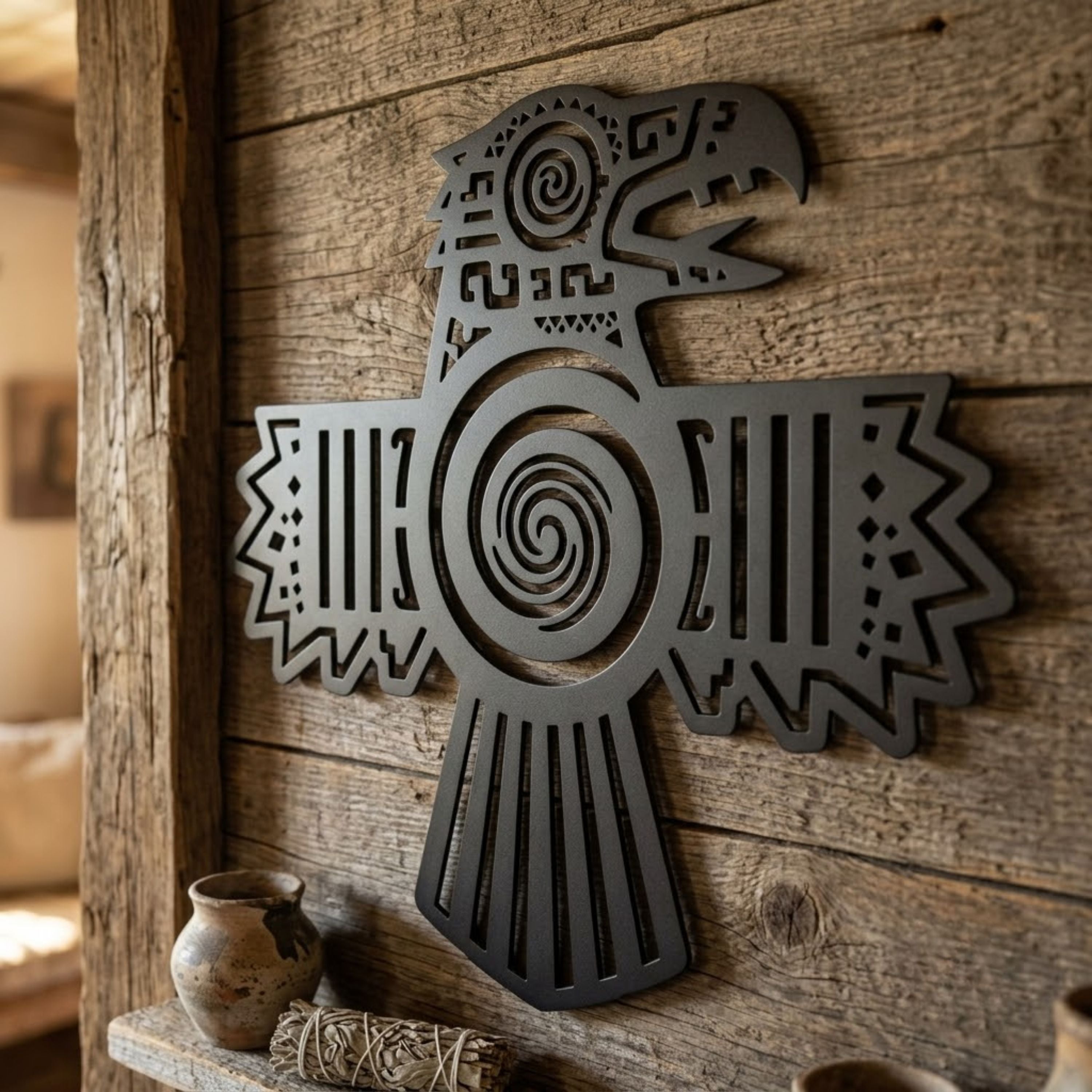 Native American Eagle Metal Sign, Southwest Thunderbird Wall Art, Trib