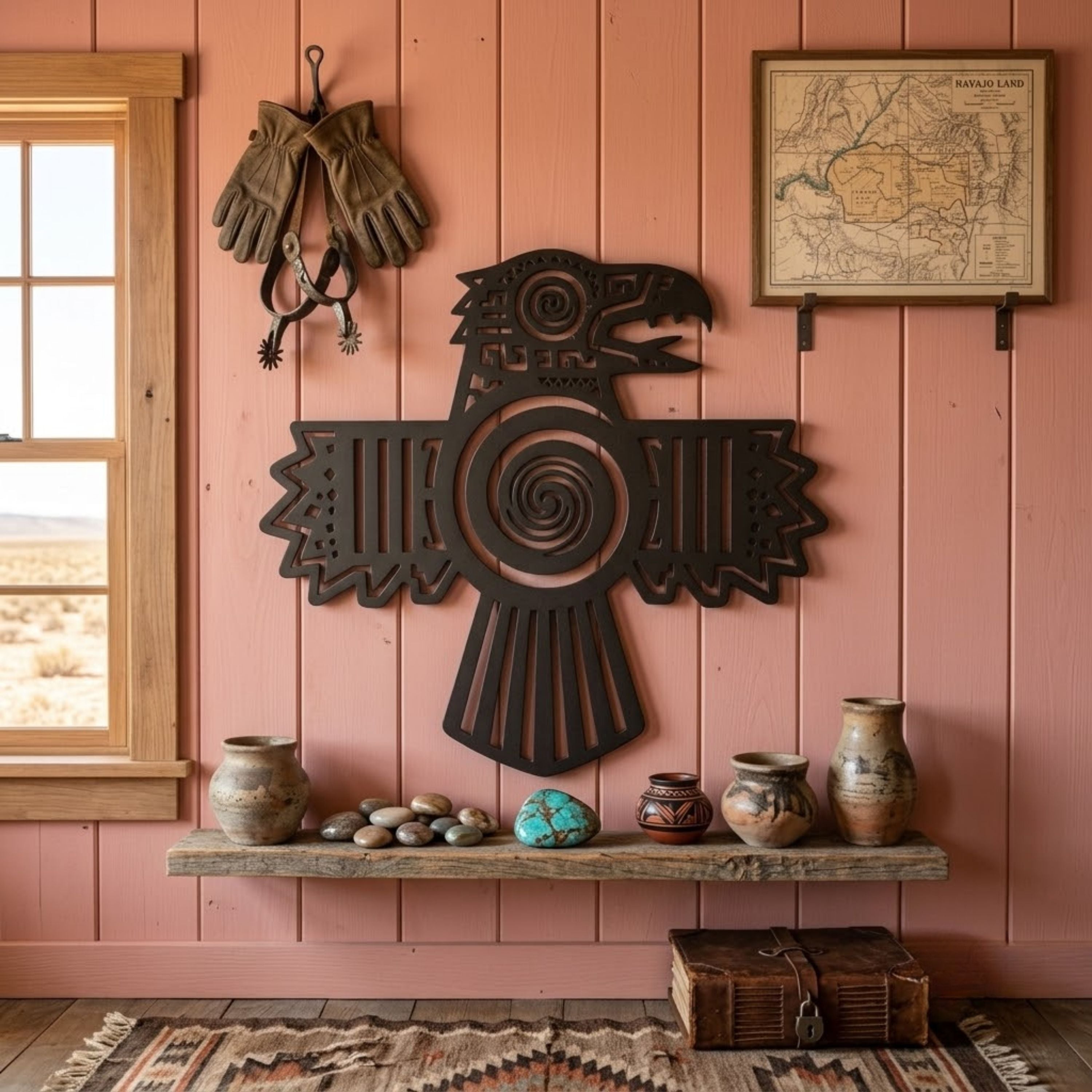 Native American Eagle Metal Sign, Southwest Thunderbird Wall Art, Trib