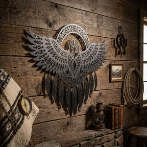Eagle Dreamcatcher Metal Sign, Southwestern Eagle Wall Art, Tribal Eag