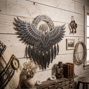 Eagle Dreamcatcher Metal Sign, Southwestern Eagle Wall Art, Tribal Eag