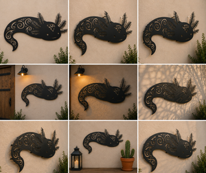 Axolotl Metal Sign, Cute Axolotl Wall Art, Tribal Axolotl Metal Decor