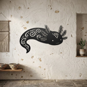 Axolotl Metal Sign, Cute Axolotl Wall Art, Tribal Axolotl Metal Decor