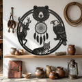Wildlife Dreamcatcher Metal Sign, Bear Deer Eagle Bobcat Metal Wall Ar